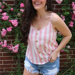 Pink striped tank top